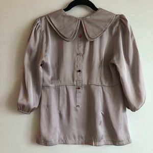 UTTAM SILKY GREY TOP WITH BUTTON DETAIL ON BACK